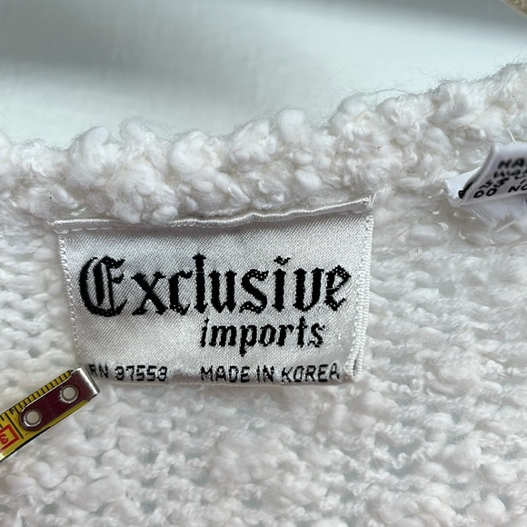 Vintage 80s Embellished Abstract Pastel Acrylic Sweater with floral appliqué - Picture 7 of 8